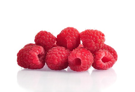 Fresh ripe raspberry isolated on white backgroundの写真素材
