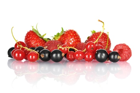 Group of berries isolated on white backgroundの写真素材
