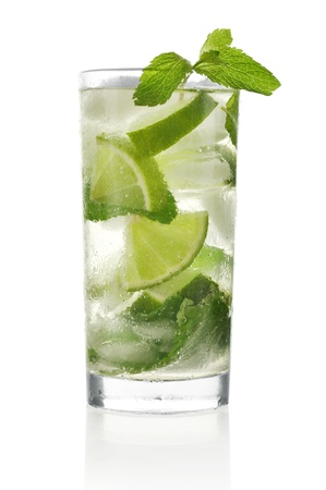 Mojito cocktail isolated on a white backgroundの写真素材
