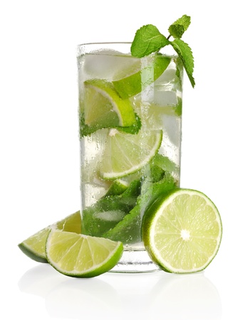 Mojito cocktail isolated on a white backgroundの写真素材