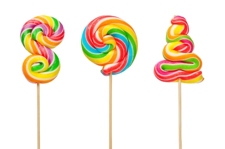 Lollipops candies isolated on white backgroundの写真素材