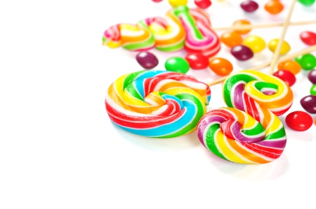 Colorful candies isolated on white background. Clipping path includedの写真素材