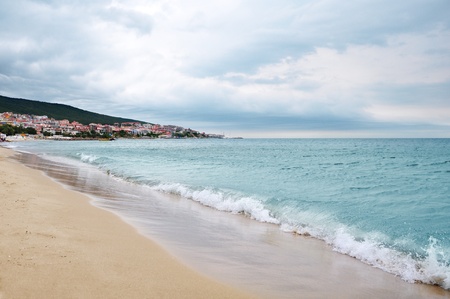 Beach on the Black Sea in St Vlas, Bulgariaの写真素材