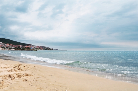 Beach on the Black Sea in St Vlas, Bulgariaの写真素材
