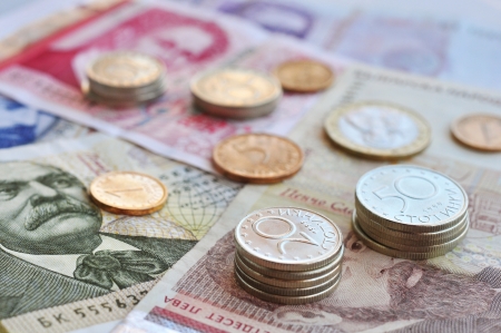 Bulgarian money close up  Shallow dof  Focus on coinsの写真素材