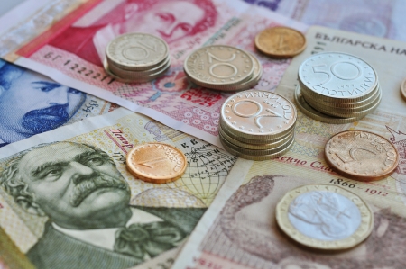 Bulgarian money close up  Shallow dof  Focus on coinsの写真素材