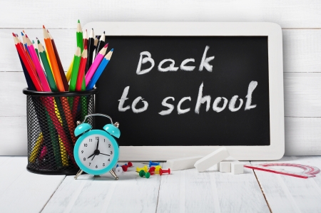 Back to school concept  on wooden backgroundの写真素材