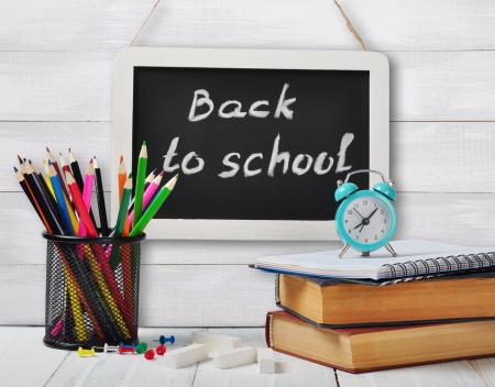 Back to school concept on wooden backgroundの写真素材