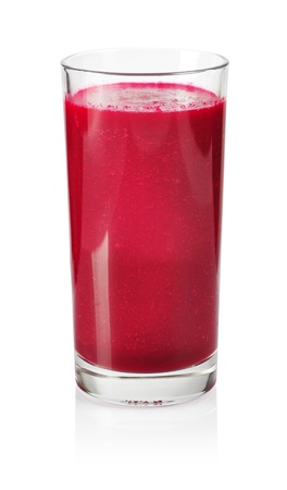 A glass of fresh beet vegetable juice isolated on white background.の写真素材