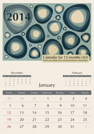January. 2013 Calendar. Optima fonts used. A3のイラスト素材