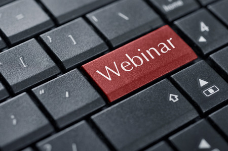 Education concept. Computer keyboard with word Webinar closeupの写真素材