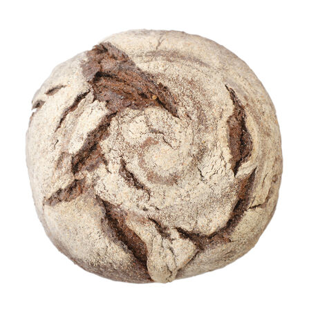 Rye round bread  isolated on white backgroundの写真素材
