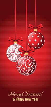 Christmas greeting card with red christmas ballsのイラスト素材