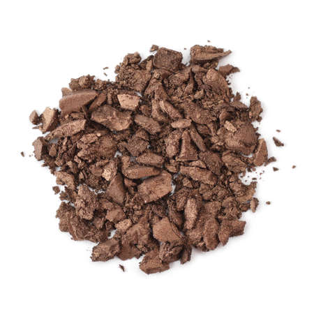 Pile of crushed eyeshadow isolated on white backgroundの写真素材