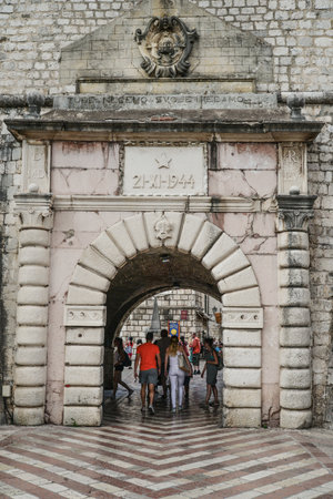 KOTOR, MONTENEGRO - JUNE 16, 2017: Entrance to the old town of Kotor, Montenegroのeditorial素材