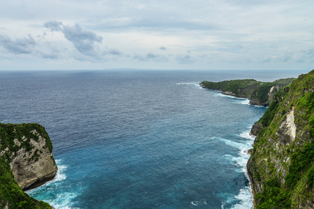Coastline on Nusa Penida island near Kelingking Beach in Indonesiaの写真素材