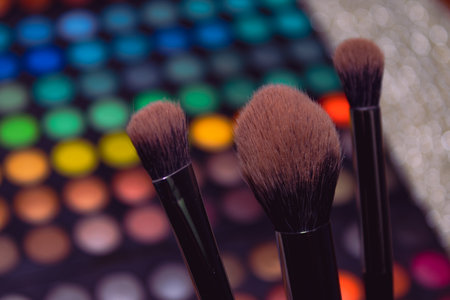 make up brushes and powder. High quality photoの写真素材