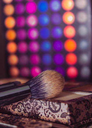 make up brushes and powder. high quality photoの写真素材