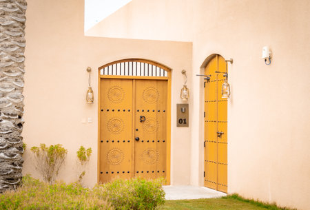 Beautiful entrance to the house in the desert of San Diego, Californiaの写真素材