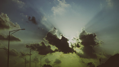 Beautiful sky at sunset, clouds during sunset. High quality photoの写真素材