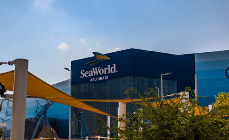 Abu Dhabi, UAE- 06112023: Sea world in the Abu Dhabi city during daytime, Sea world outdoor view. High quality photoのeditorial素材