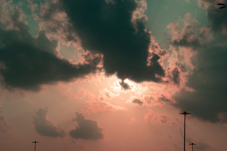 Beautiful sky at sunset, clouds during sunset. High quality photo