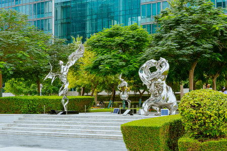 Metallic garden sculptures. High quality photoの写真素材