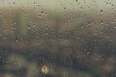 Rainy window view. High quality photo