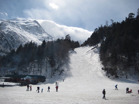 Ski resort in mountainsの素材