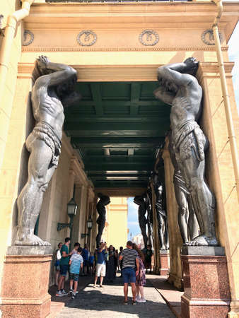 22 of July 2020 - St.Petersburg, Russia: Atlant statues near the Hermitage.のeditorial素材
