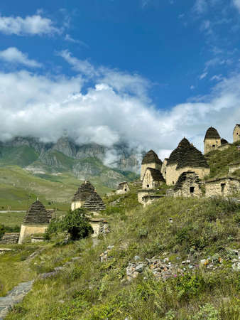 Dargavs City of the Dead, the largest crypt complex in the North Caucasus, North Ossetia, Russiaの写真素材