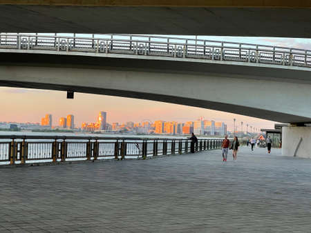 Embankment of the Kazanka River and a view of the city of Kazan, Russia