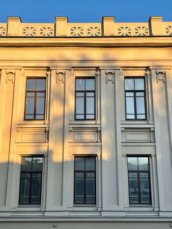 A beautiful building at sunsetの写真素材