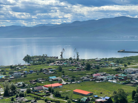 Lake Baikal and the village of Kultuk, Irkutsk region, Russia