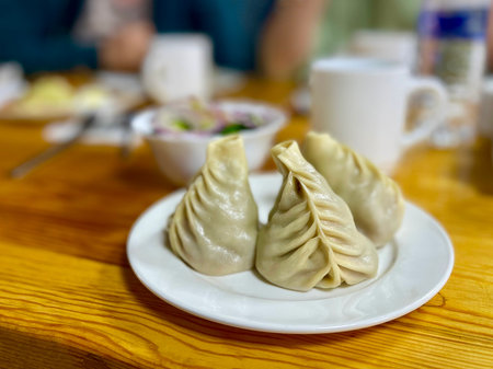 Pozy (buuzy) national dish of Buryatia, popular in the Irkutsk region and the Trans-Baikal Territoryの写真素材