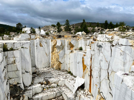 Abandoned marble quarry Buguldeyka on the shore of Lake Baikal, Russiaの写真素材