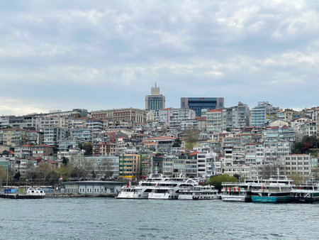 View of the European part of Istanbul across the Bosphorus straitの写真素材