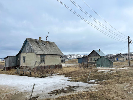 Old abandoned village of Teriberka, Murmansk region, Russiaの写真素材