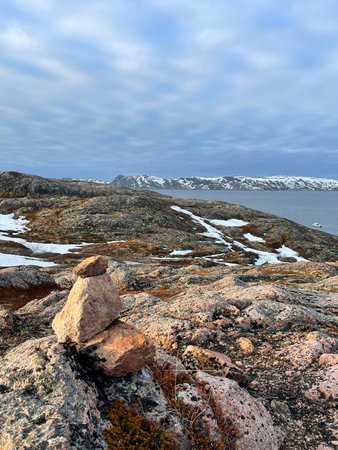A bay of the Barents Sea, part of the Arctic Ocean near the village of Teriberka, Russia