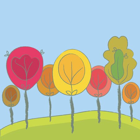 Cute seasonal background with treesのイラスト素材