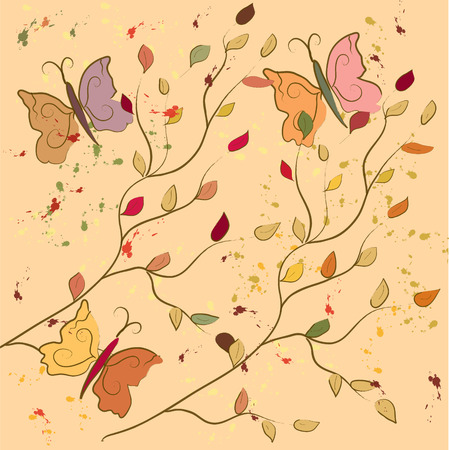 Autumn background with butterfliesのイラスト素材