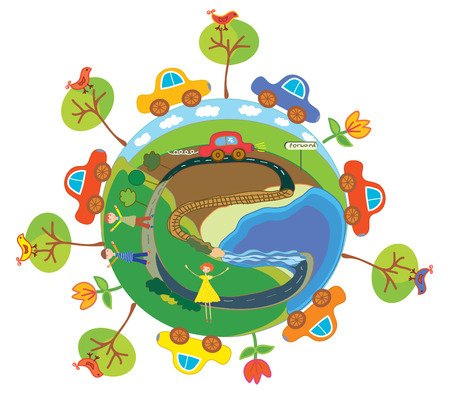 Cars traveling concept cartoonのイラスト素材