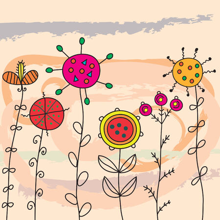 Background with fantasy flowersのイラスト素材