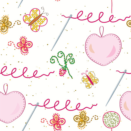 Seamless sewing and embroidery patternのイラスト素材