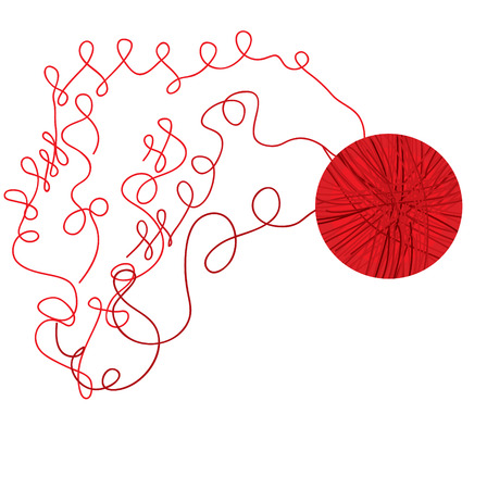 Everything is so tangled - knitting ball and threadsのイラスト素材