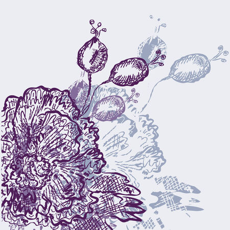 Grunge background with rose flower and berriesのイラスト素材