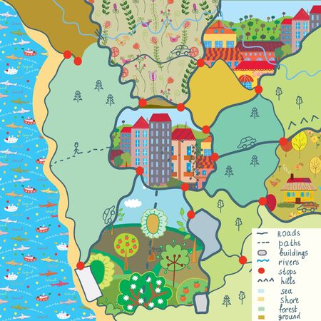Child map with funny patterns cartoonのイラスト素材