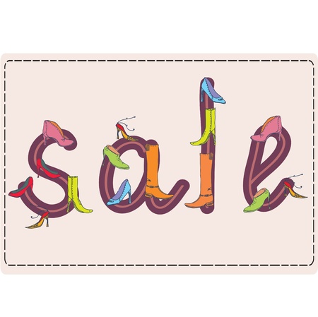 Sale sign made of shoes on the cardのイラスト素材