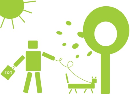 Robot and dog in the ecological green worldのイラスト素材