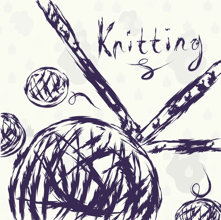 Knitting grunge background with ballのイラスト素材